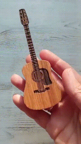 Elegant Wooden Guitar Pick Case with Stand & Engraved Design for Personalized Gifting