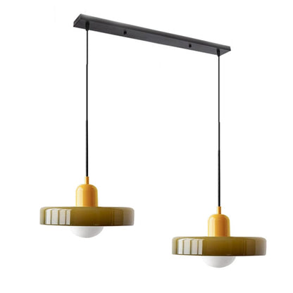 Dual-Shade Glass Hanging Light Fixture G9 Socket 14 Inch Ceiling Mount for Kitchen Island Dining Table Living Room Modern Overhead Lighting