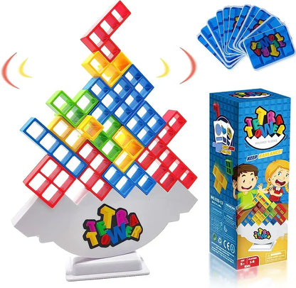 Stacking Block Balance Game with Tetris-Style Pieces for Family Game Night, Party Entertainment & Skill Building