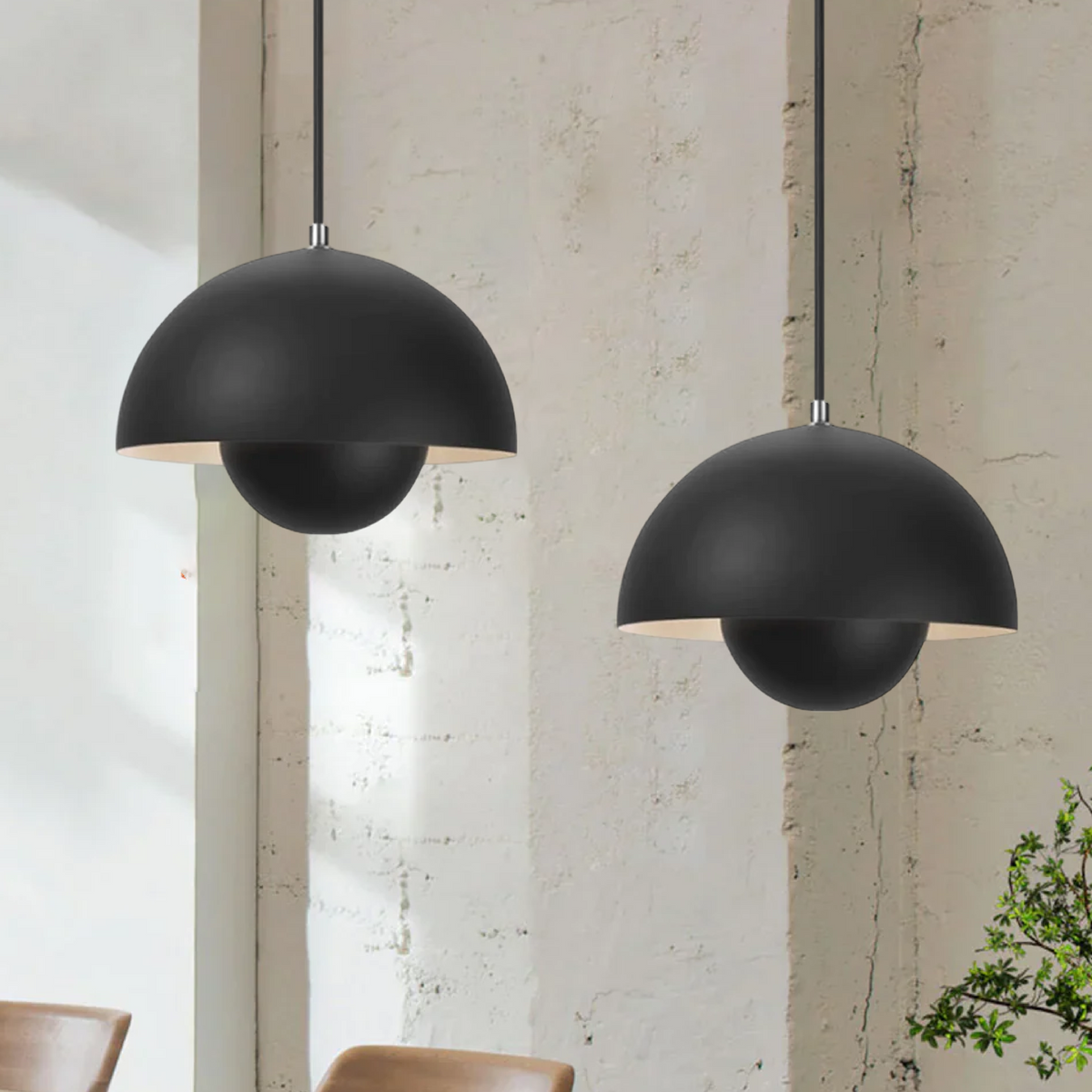 Metal Dome Pendant Light 9 in Adjustable E26 for Dining Table Kitchen Island Bedroom Mid-Century Modern Hanging Fixture