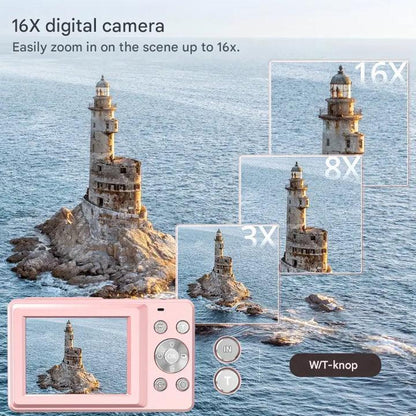 Compact Digital Camera 1080p Video HD Photos Retro-Inspired Point-and-Shoot with Auto Brightness Instant Playback for Travel Parties