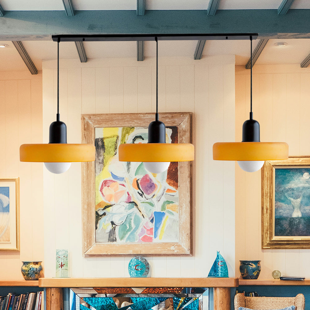 Glass Pendant Lamp 12 Inch Adjustable Height Ceiling Fixture for Bedrooms Nightstands Modern Minimalist Nordic Hanging Light E27 Socket for