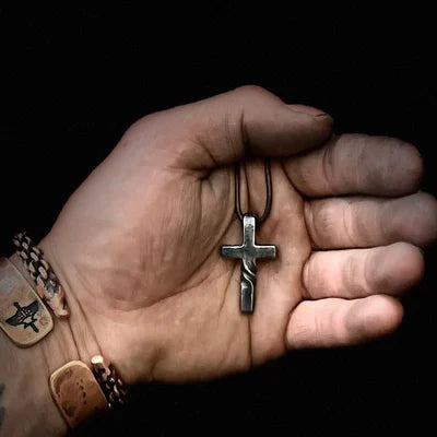 Artisan Cross Pendant Necklace with Adjustable Leather Cord for Men & Women | Handcrafted Religious Jewelry | Faith Gift