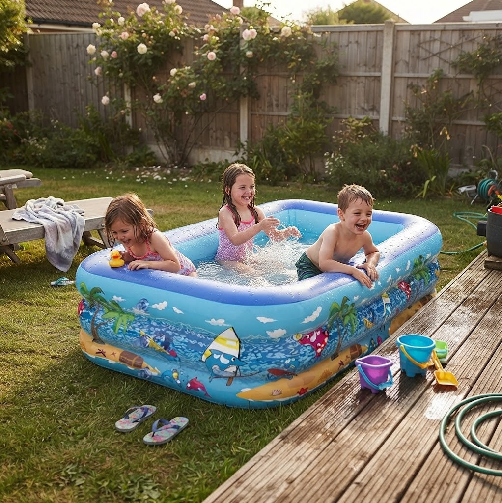 Ortekor Inflatable Children's Paddling Pool with Cartoon Design | Durable PVC for Safe Summer Fun