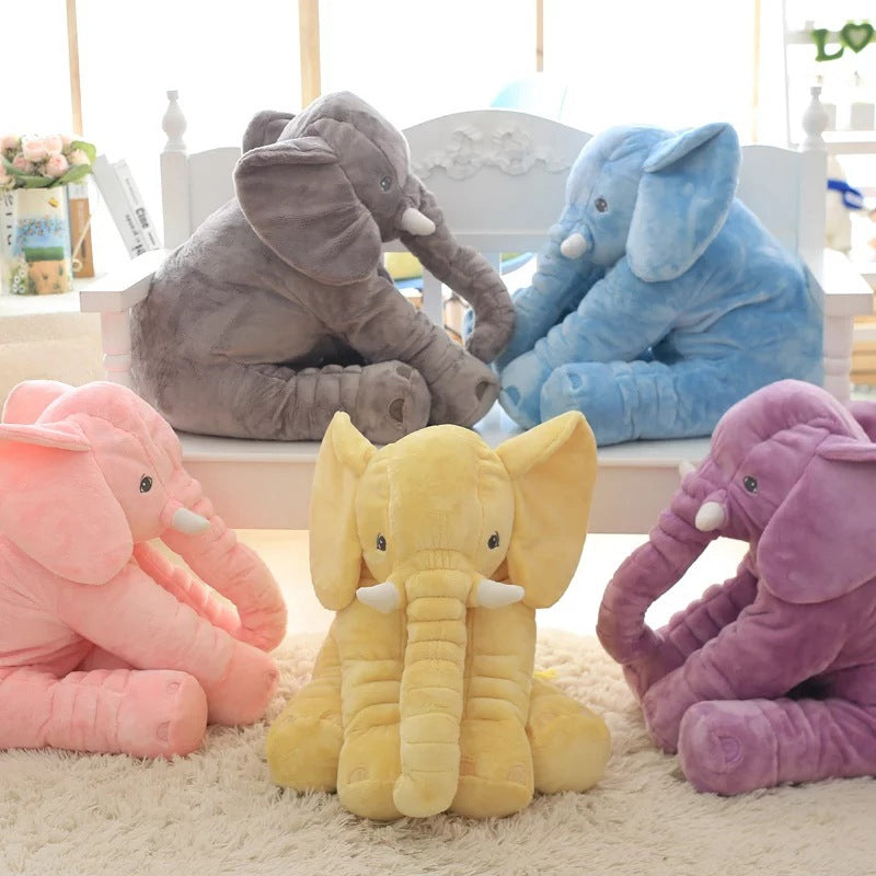 Plush Elephant Nursery Pillow Gray Blue Pink Purple Yellow Toddler Cushion Baby Room Decor Soft Cotton Support Nap Time Play