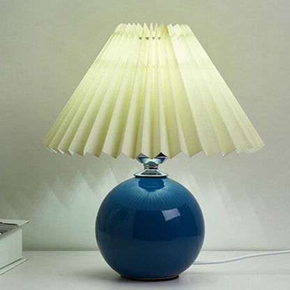 Ceramic Accent Lamp with Fabric Shade 11x9.5 in E26 Socket for Nightstand Desk Study Room Reading Light Modern Home Decor