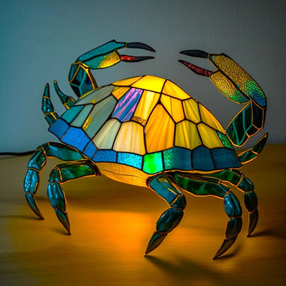 Stained Glass Animal Table Lamp with Color-Changing LED Light – Handcrafted Metal & Glass Accent for Bedroom, Living Room & Nursery Decor