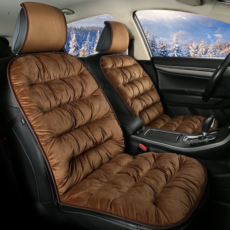 Plush Quilted Auto Seat Protector Pad with Headrest Cover Gray Beige Coffee Black for Front Bucket Seats SUV Truck