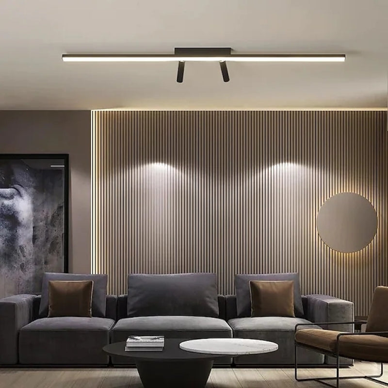 Track Spotlight Bar Ceiling Fixture Black Metal Directional Adjustable Heads Indoor Room LED 31.5 Inch 39.5 Inch Modern Minimalist Versatile