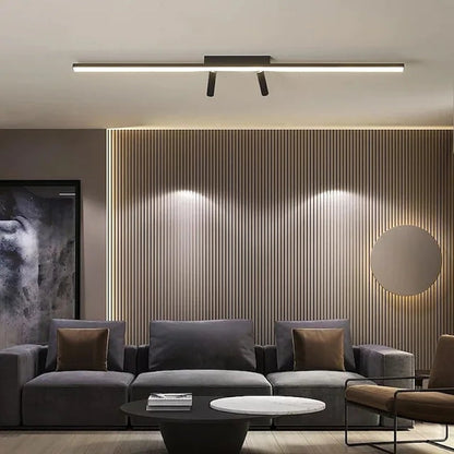 Linear Black Metal LED Spotlight Track Fixture 39-Inch Adjustable Ceiling Light for Bedroom Living Room Modern Home Lighting Bar Directional