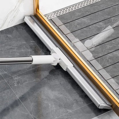 Dual-Action Floor Squeegee with Rubber Edge & Soft Bristles for Pet Hair Removal