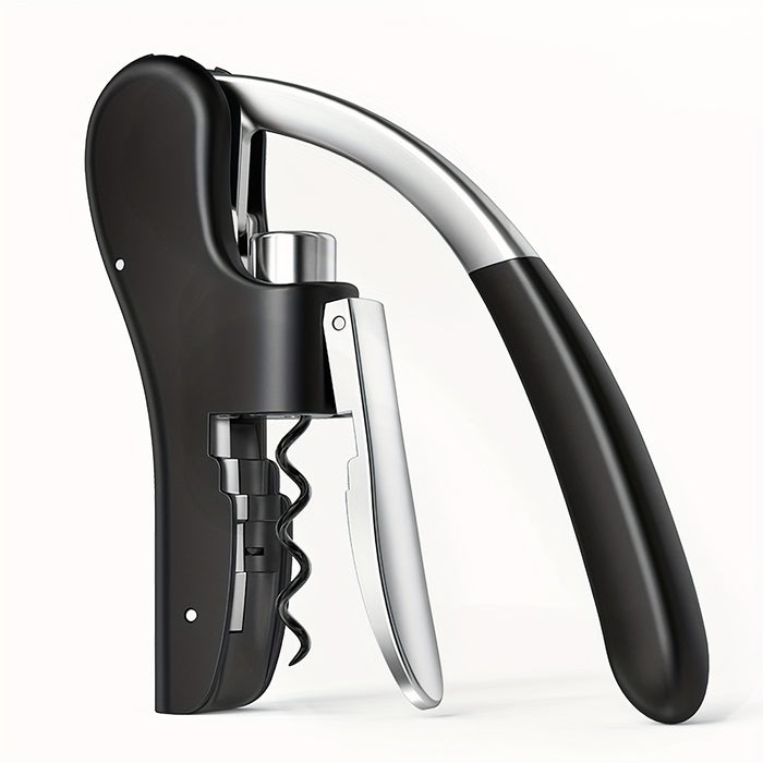 Double-Hinged Lever Wine Opener with Built-In Foil Blade for Red, White & Sparkling Bottles – Portable Bartender Tool for Kitchen, Restauran