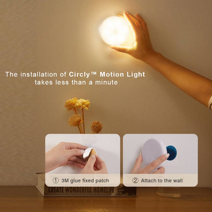 USB Rechargeable Motion Sensor Night Light – Round 3-Inch Puck Light for Closets, Hallways & Stairs – Auto On/Off Sensor Lamp – Battery