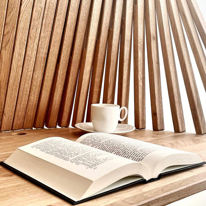 Fold-Down Workspace Table Natural Wood 24x24 Inches for Apartments Studios Bedrooms Small Rooms Laptop Station Handcrafted Slatted Surface R
