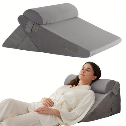 7-in-1 Adjustable Memory Foam Wedge Pillow System for Back Pain, Acid Reflux & Post-Surgery Support
