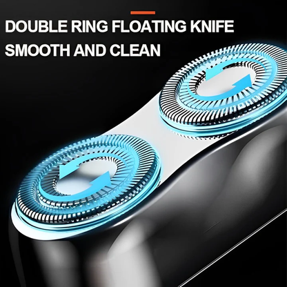 Dual Head Rotary Electric Razor for Men Wet Dry Waterproof Rechargeable Cordless Facial Hair Trimmer USB-C Fast Charge Pocket Travel Shaver