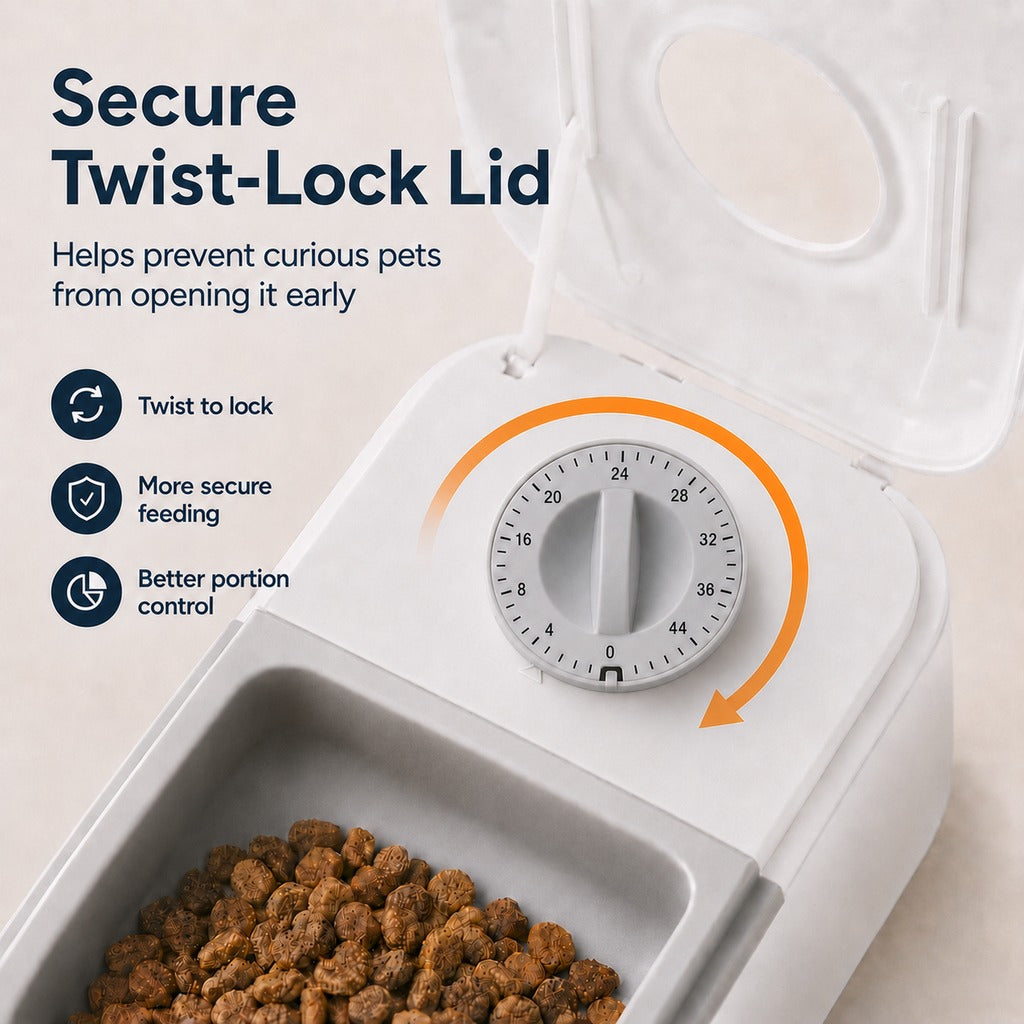 Ortekor 48-Hour Timed Pet Feeder for Cats & Small Dogs - Scheduled Meals for Workdays, Short Trips & Busy Pet Parents