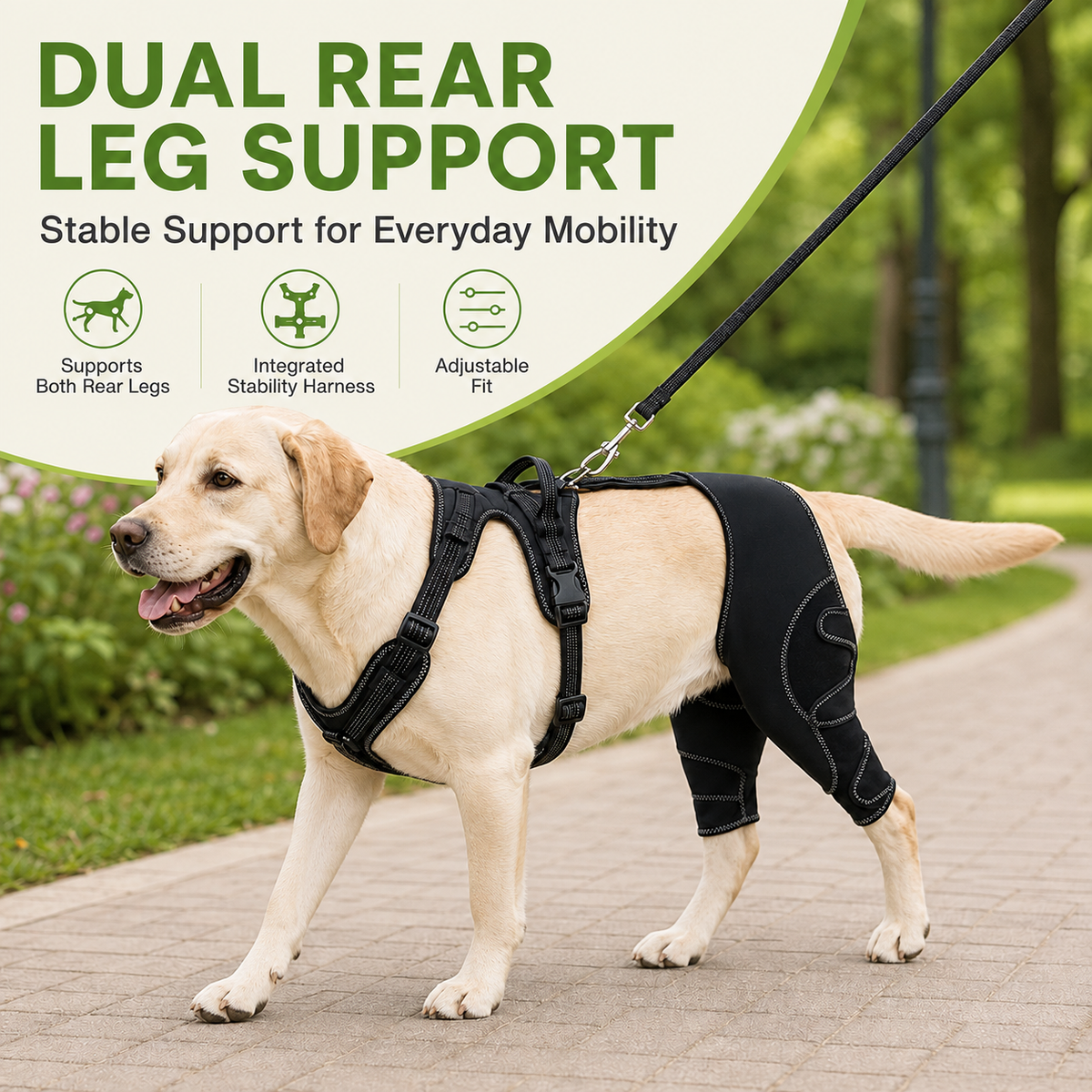 Ortekor Dual Rear Leg Dog Support Brace with Harness - Walking Stability for Weak Hind Legs