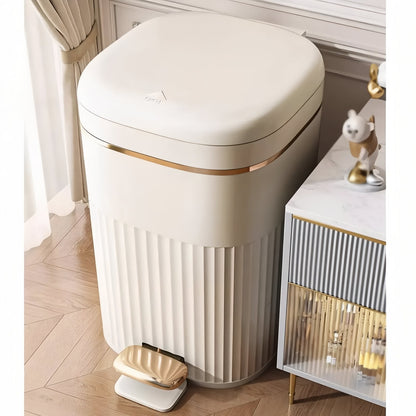 Step-Open Trash Can with Textured Exterior for Kitchen, Bathroom & Office Use