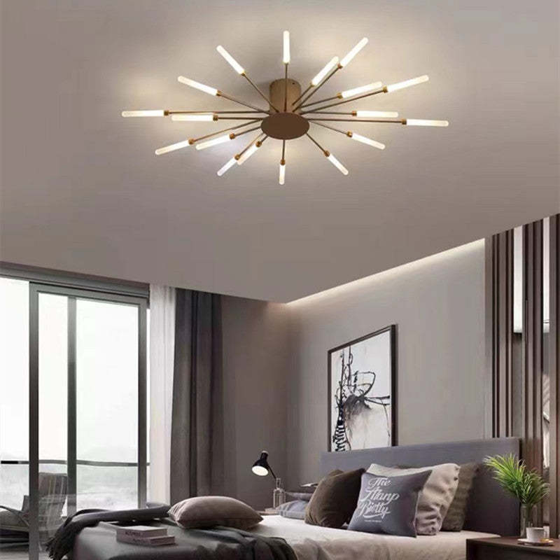 Starburst Flush Mount Ceiling Light Black Gold Modern Firework LED Fixture Bedroom Living Room Natural White Hardwired Indoor
