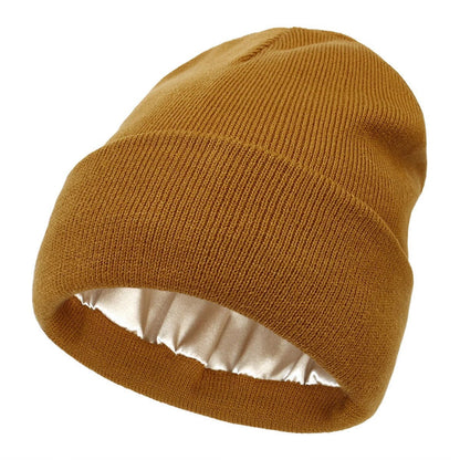 Silk-Lined Winter Beanie for Women – Protects Hair from Frizz, Static & Cold – Soft Wool Hat with Smooth Interior Lining for Everyday Wear