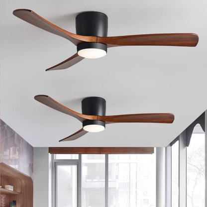 Wood Blade Ceiling Fan with Integrated LED Light and Remote Control for Bedroom Living Room Quiet DC Motor Airflow Year-Round Comfort Scandi