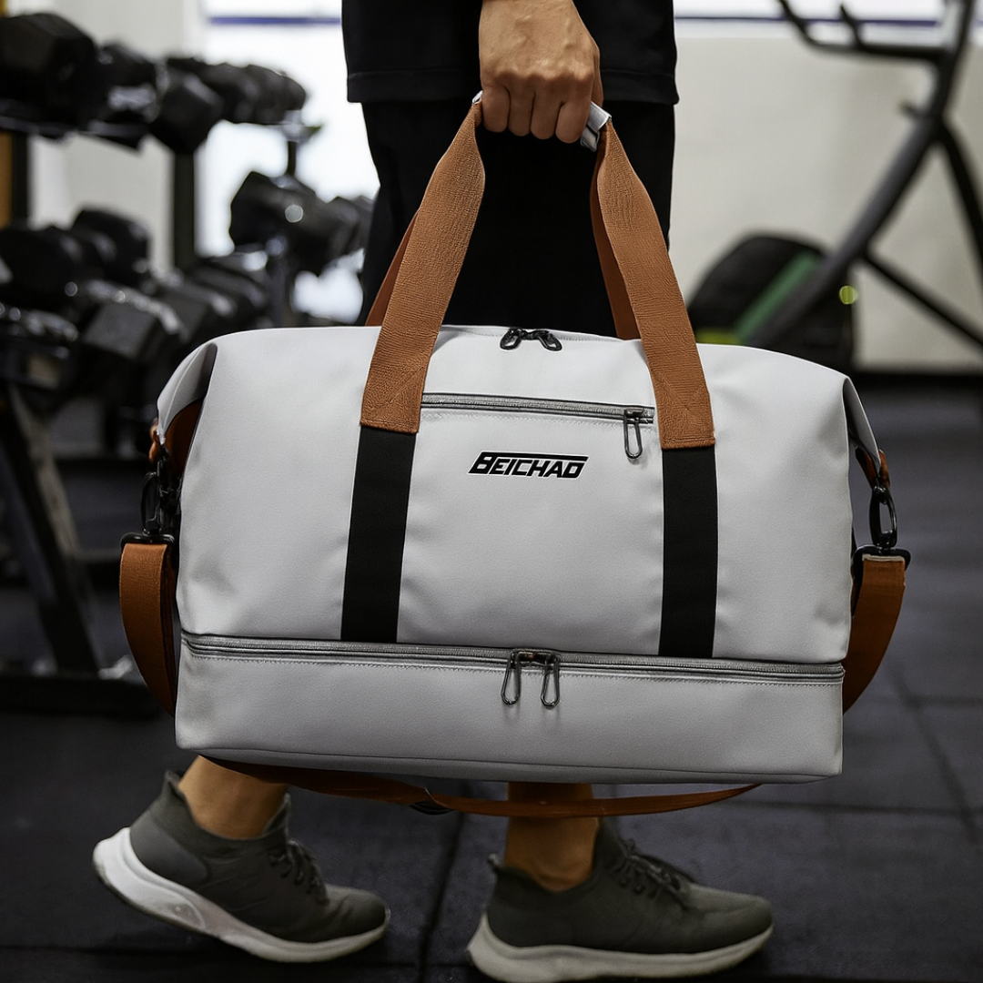 Weekend Duffel Bag with Shoe Compartment & Wet-Dry Separation for Gym Travel