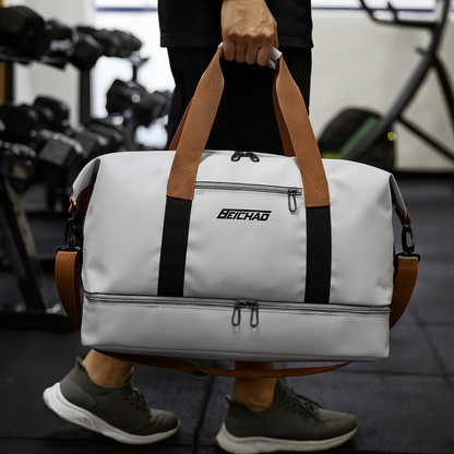 Weekend Duffel Bag with Shoe Compartment & Wet-Dry Separation for Gym Travel
