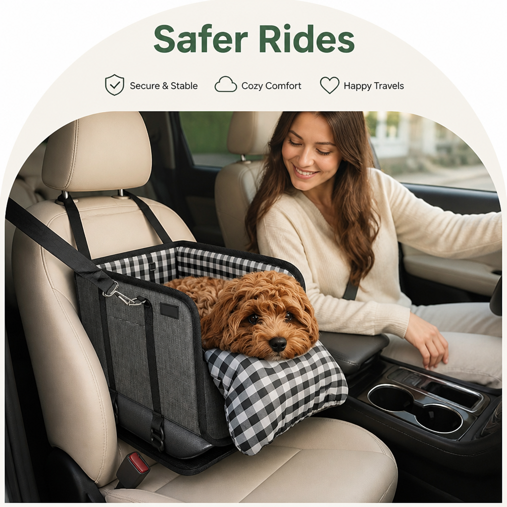 Ortekor Safety Belt & Soft Cushion Dog Car Seat (Console Booster)
