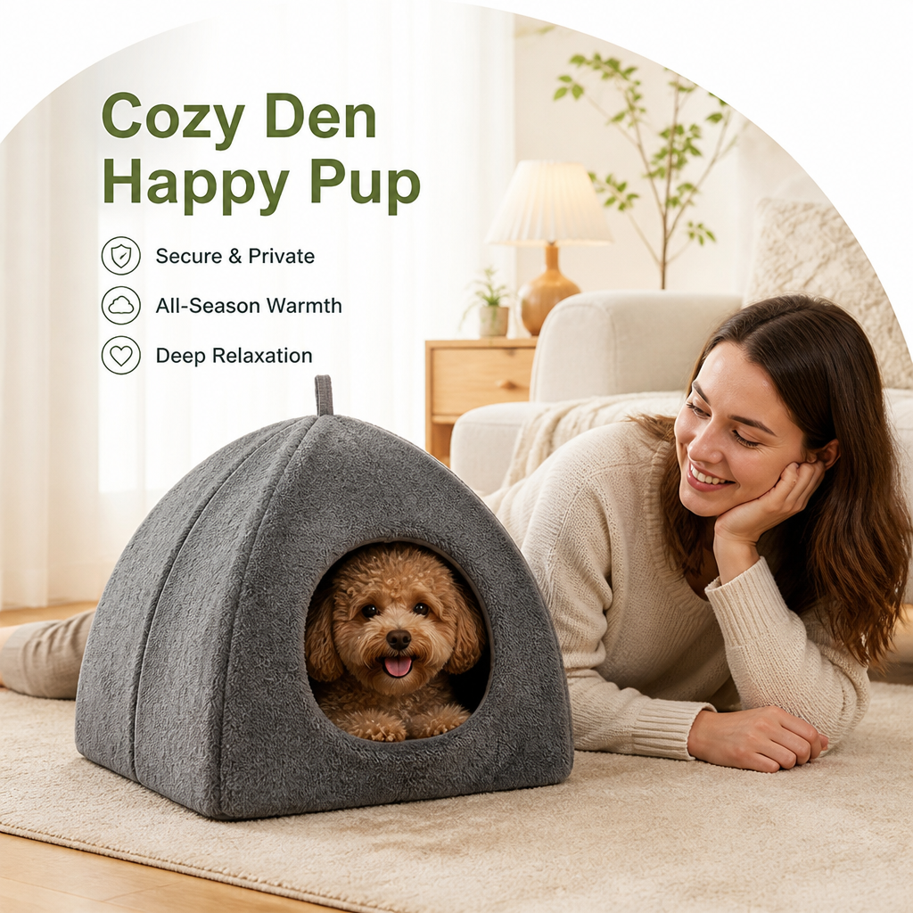 Ortekor Enclosed Triangular Plush Cat Bed