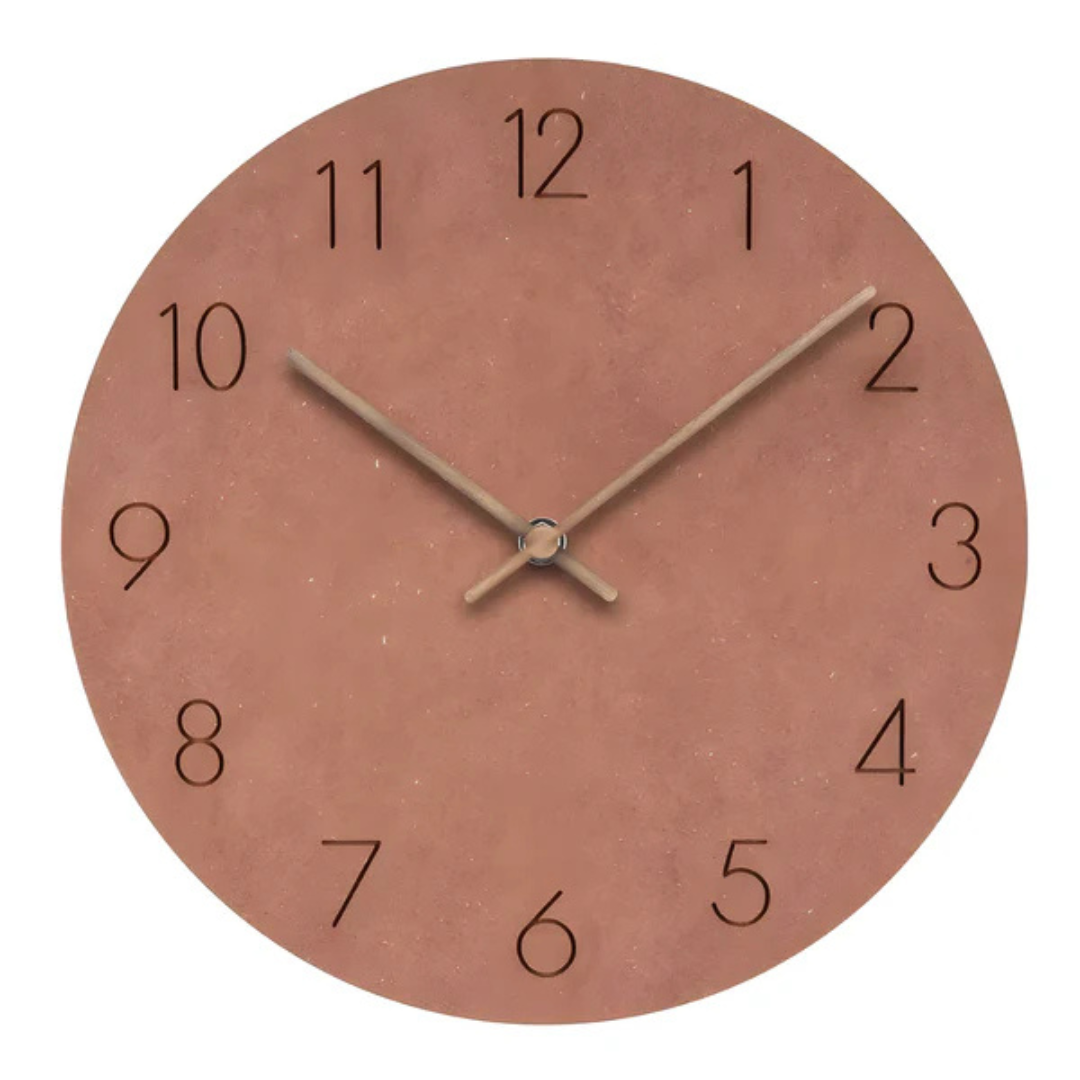 Wooden Wall Clock Silent Quartz Movement No Ticking 11.5 Inch Round Modern Home Office Bedroom Living Room Kitchen Décor Minimalist