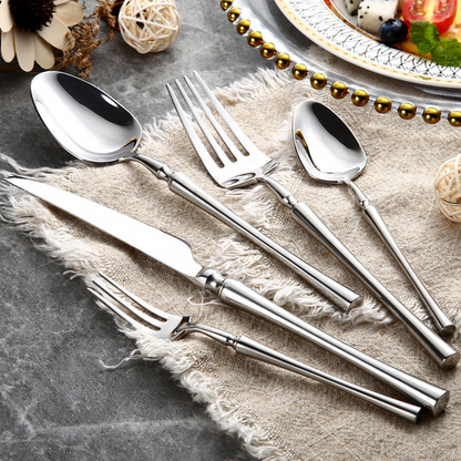 Stainless Steel Flatware Service for 6 – Complete 24-Piece Dinner Set with Table Knives, Forks, Spoons & Teaspoons for Everyday Dining &