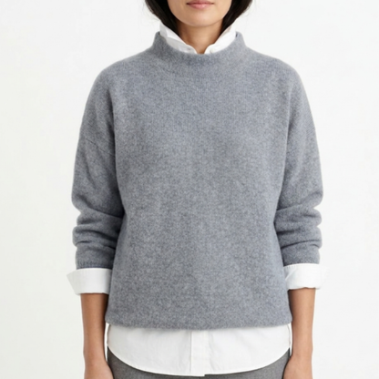 Women's Relaxed Pullover Sweater in Soft Polyester – Crew Neck Long Sleeve Casual Top for Everyday Comfort & Layering Year-Round