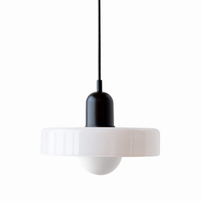 Glass Disc Pendant Light with Adjustable Cord – Modern Ceiling Fixture for Dining Room, Kitchen Island & Living Room