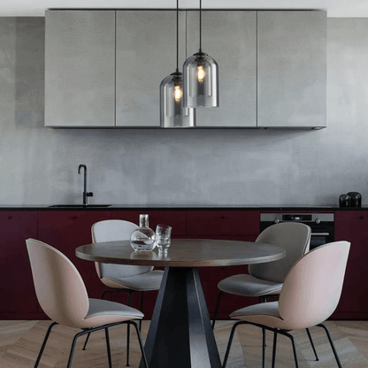Glass Pendant Light Fixture Gray or Amber for Bedroom Dining Room Kitchen Island Modern Ceiling Lighting