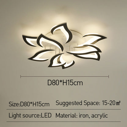 LED Flush Mount Light Fixture with Floral Layered Design for Bedroom, Entryway & Living Spaces | 22 in Black Metal Modern Low Profile Ambien
