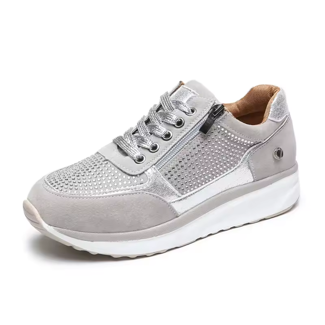 Women's Cushioned Walking Sneakers with Side Zipper – Lightweight Everyday Shoes for Work, Travel & Casual Outings