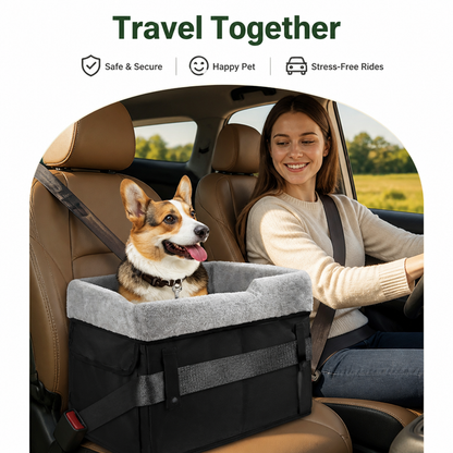 Ortekor Washable Foldable Elevated Booster Dog Car Seat (With Storage Bag)