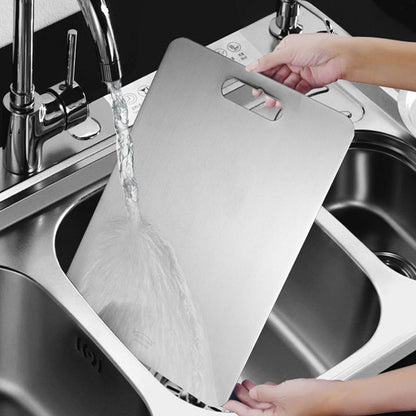 Dual-Surface Stainless Steel Cutting Board for Kitchen Food Prep & Meal Safety | Rust-Resistant Chopping Board for Meat, Vegetables, Bread