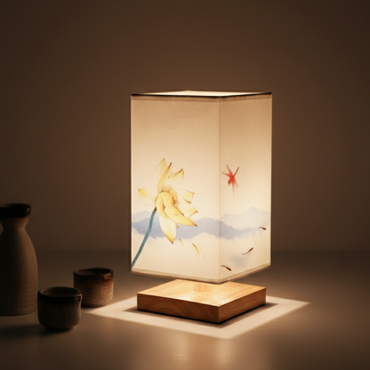 Lámpara de mesa de bambú con LED regulable, lámpara de mesa pequeña para dormitorio, lámpara de noche japonesa para mesa de noche y estudio