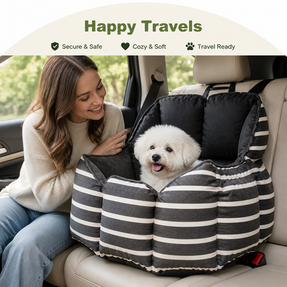 Ortekor Washable Plush Dog Car Booster Seat (Clip-On Leash)