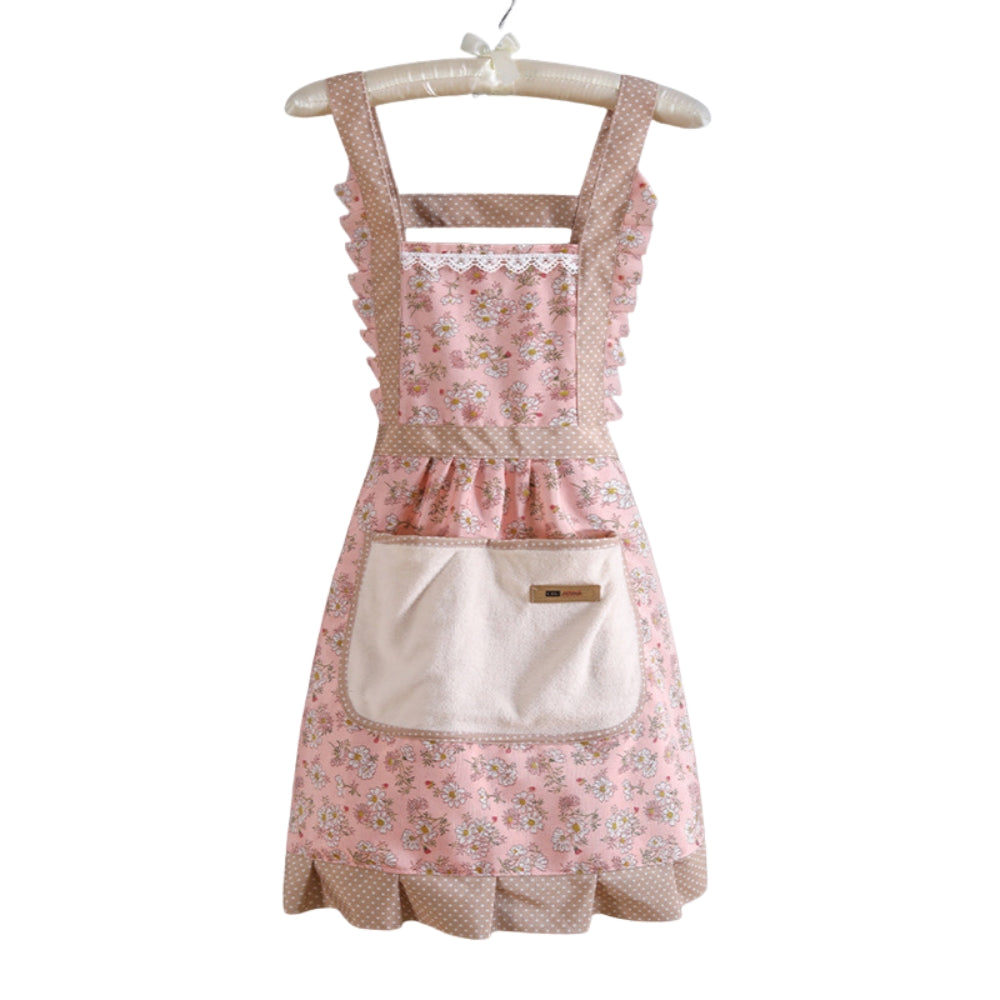 Floral Cotton Kitchen Apron with Pockets – Waterproof & Oil-Resistant for Cooking, Baking & Everyday Meal Prep