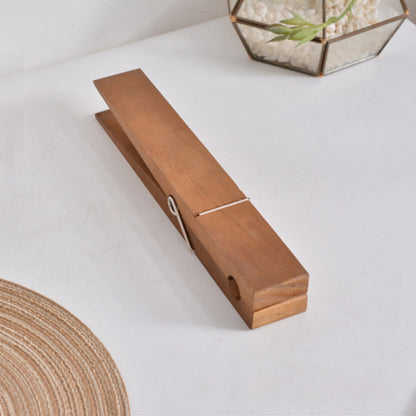 Oversized Wooden Clothespin Wall Hook for Towels & Clothes - Rustic Bathroom Organizer with Adhesive Backing - No Drill Installation