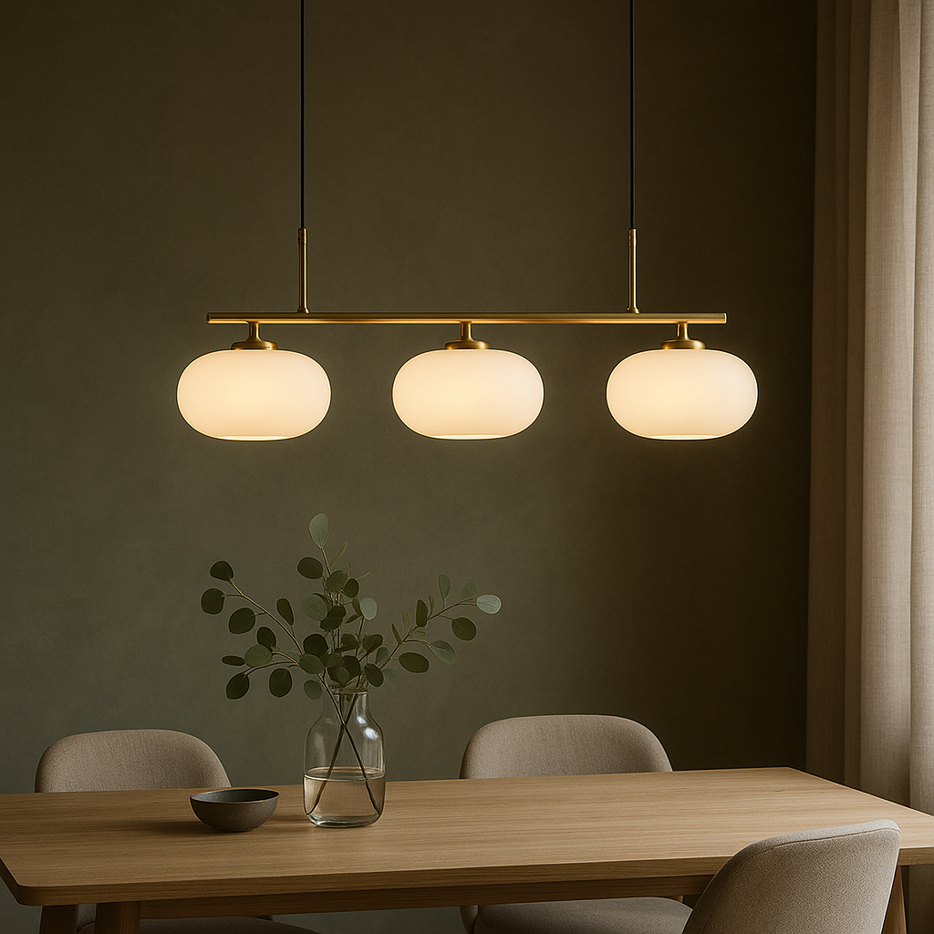Triple Glass Shade Hanging Light 7-inch Globes Adjustable Height Silver Gold Kitchen Dining Room Ceiling Fixture for Modern Homes