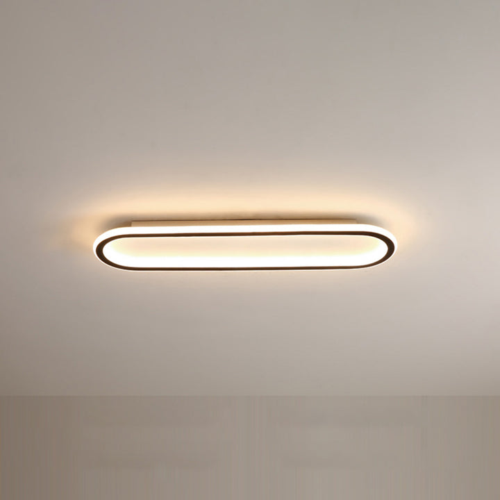 Lámpara LED de techo de montaje empotrado, ovalada, de perfil bajo, en blanco y negro, para dormitorio, pasillo, entrada, vestíbulo, iluminación de techo contemporánea, moderna y minimalista.