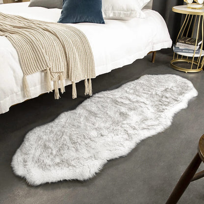 Plush Faux Fur Area Runner 24 × 47 Inches Beige Anti-Slip Backing Hallway Bedroom Entryway Ultra Soft Sheepskin Style Floor Mat for Living R