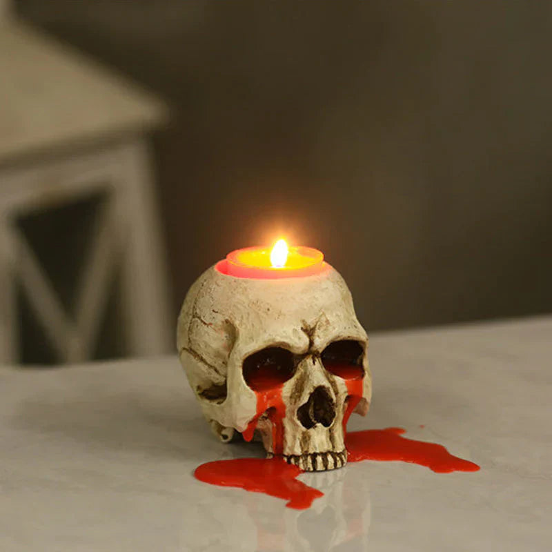 Portavelas de Calavera Creston - Resina Artesanal, Decoración Gótica