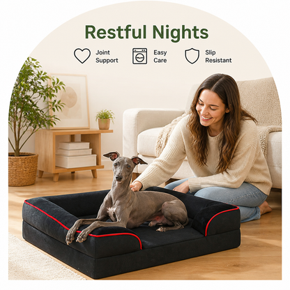 Ortekor Orthopedic Egg-Crate Foam & Non-Slip Dog Bed (Removable Washable Cover)