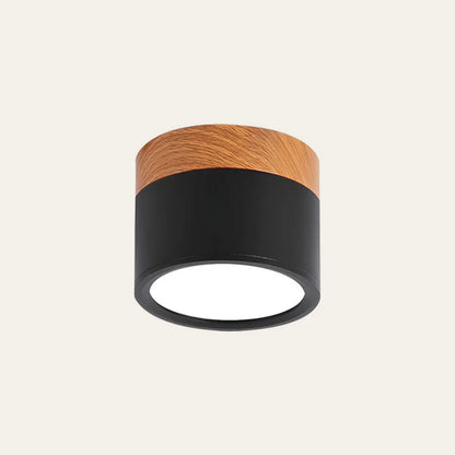 Round LED Flush Mount Light Fixture Wood Accent Aluminum 5W 7W for Entryway Bedroom Kitchen Hallway Ceiling Lamp Modern Minimalist Scandinav