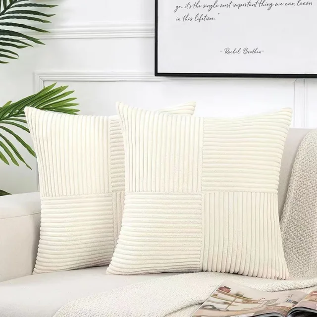 Textured Plush Throw Pillow Cover 18x18 Inch Gray Ribbed Velvet Square Cushion Sham for Couch Bed Living Room Soft Decorative Accent Hidden